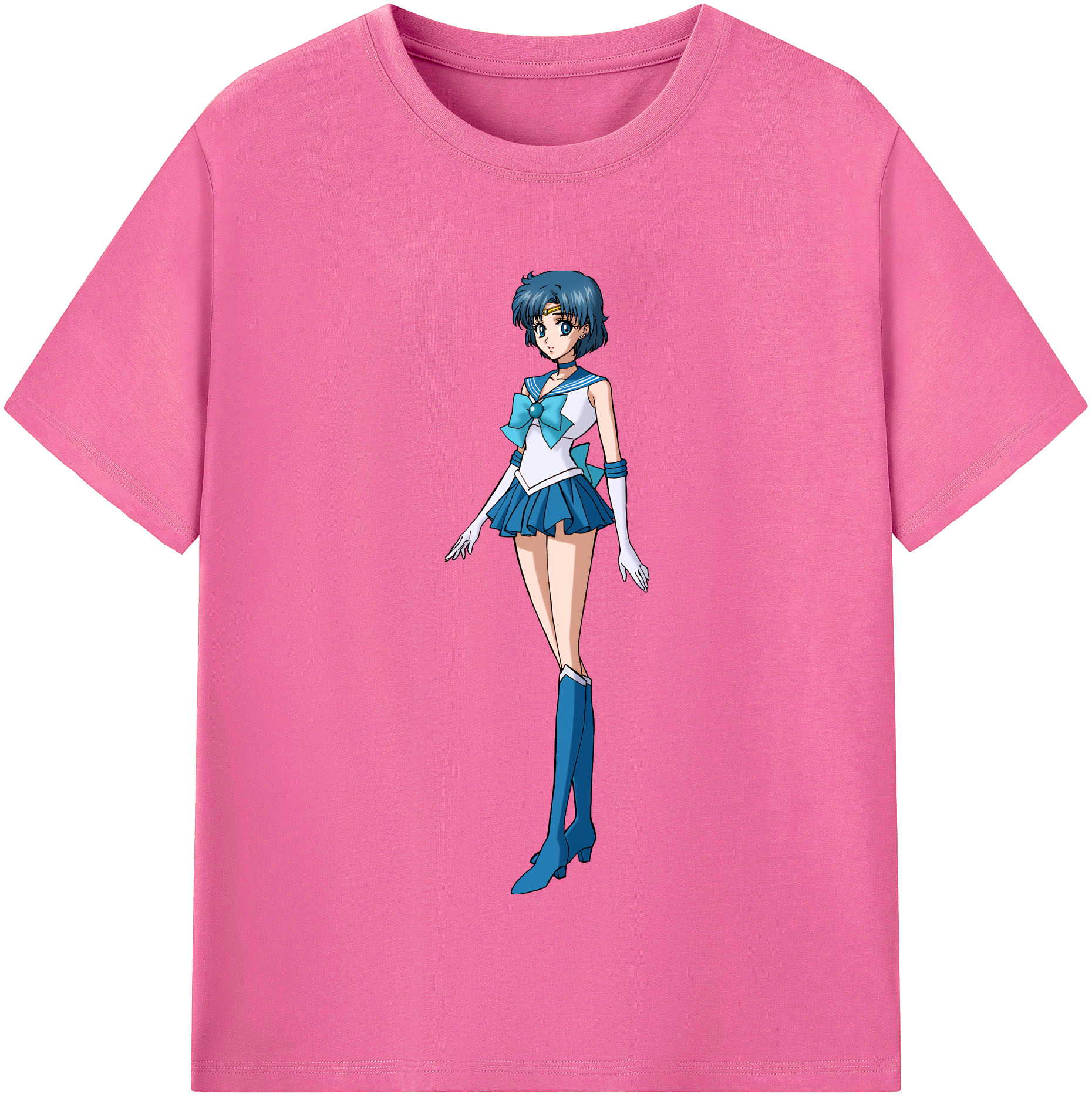 （画像用） 美少女戦士セーラームーン 水野 亜美 みずの あみ Sailor Moon Mizuno Ami レディースカジュアルプリントTシャツ（綿100％）